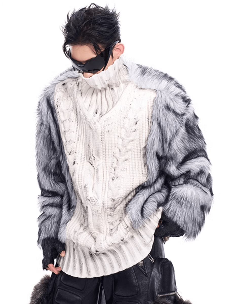 [STARTEXCEEDEND] Fur turtleneck sweater st2795