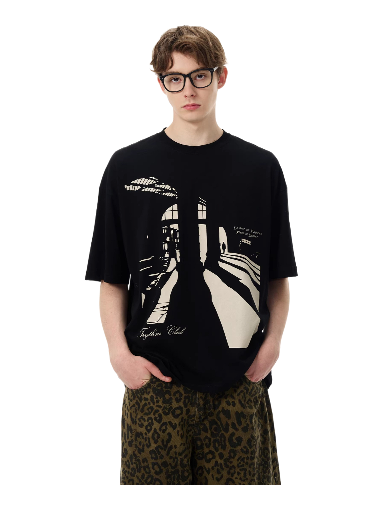 American retro vintage art silhouette print t-shirt for men  SIN062