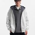 Hooded sweater men's and women's short double zipper contrasting cardigan jacket WY074