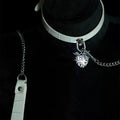 Embossed cowhide collar luminous clip small tail set bell