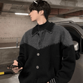 Clashing color loose sweater jacket sinclub0587