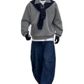 [FLAT ROOM] TWO-TONE COLLAR SWEATSHIRT + PANTS SET ST2050
