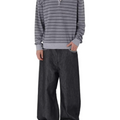 Henry collar stripes thin knitting shirt springnew arrivalloosetopskorean style old money style outfit