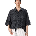 Three-dimensional tassel ripped and hollow short-sleeved shirt for men  SIN009