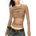 American retro spicy girl mesh long sleeve t-shirt　　WY013