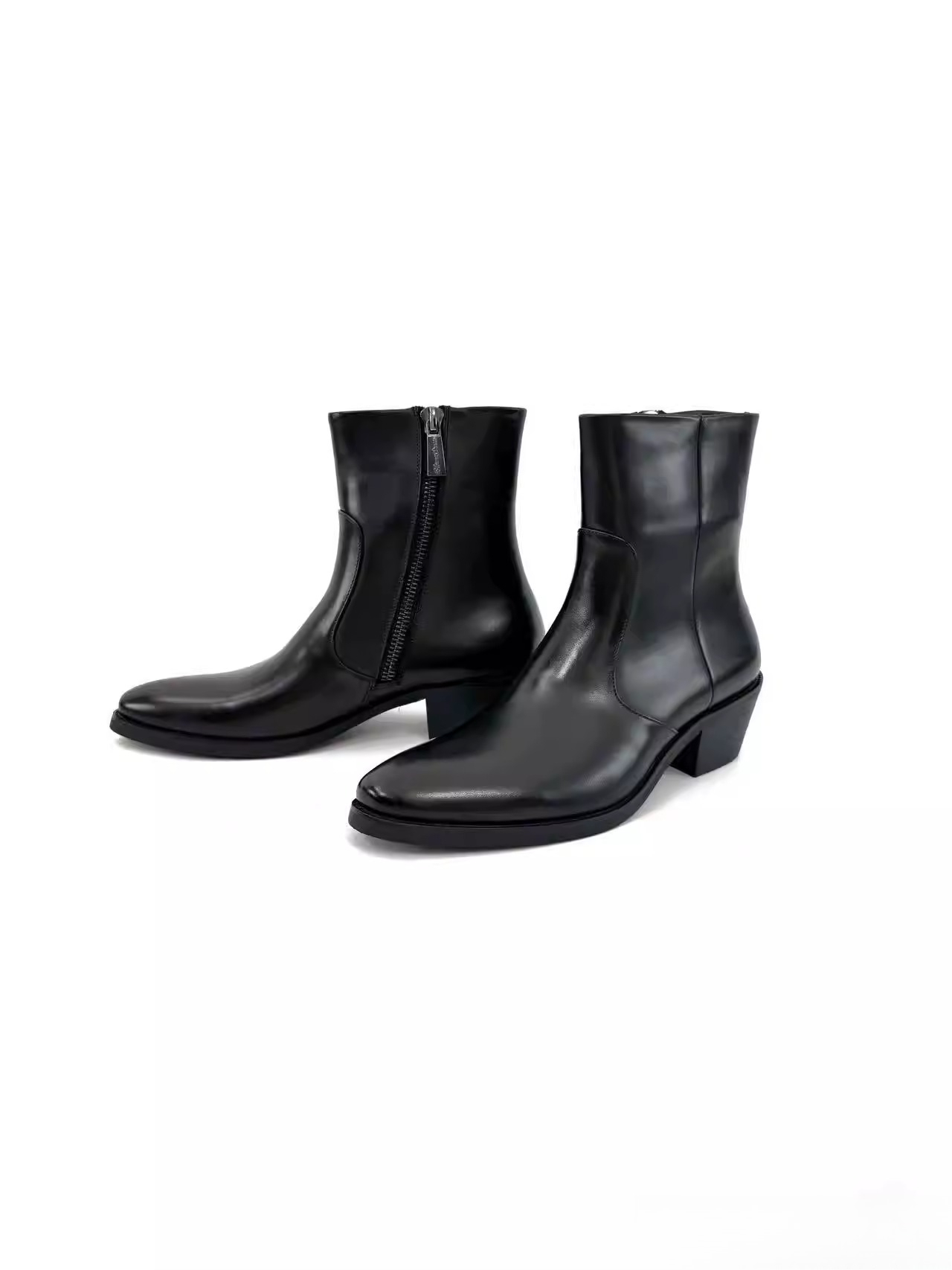 Chelsea boots cowhide western high heel vibe easiest for match boots zipper classy texture