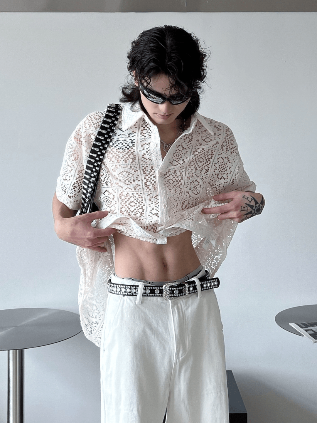 hollow design sense loose shirts st1791