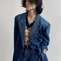 [GENESISBOY] Washed striped loose denim suit st1311