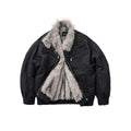 Vintage autumn and winter mountain carving jacket, imitation wolf hair Harrington deconstructed cotton coat for men and women