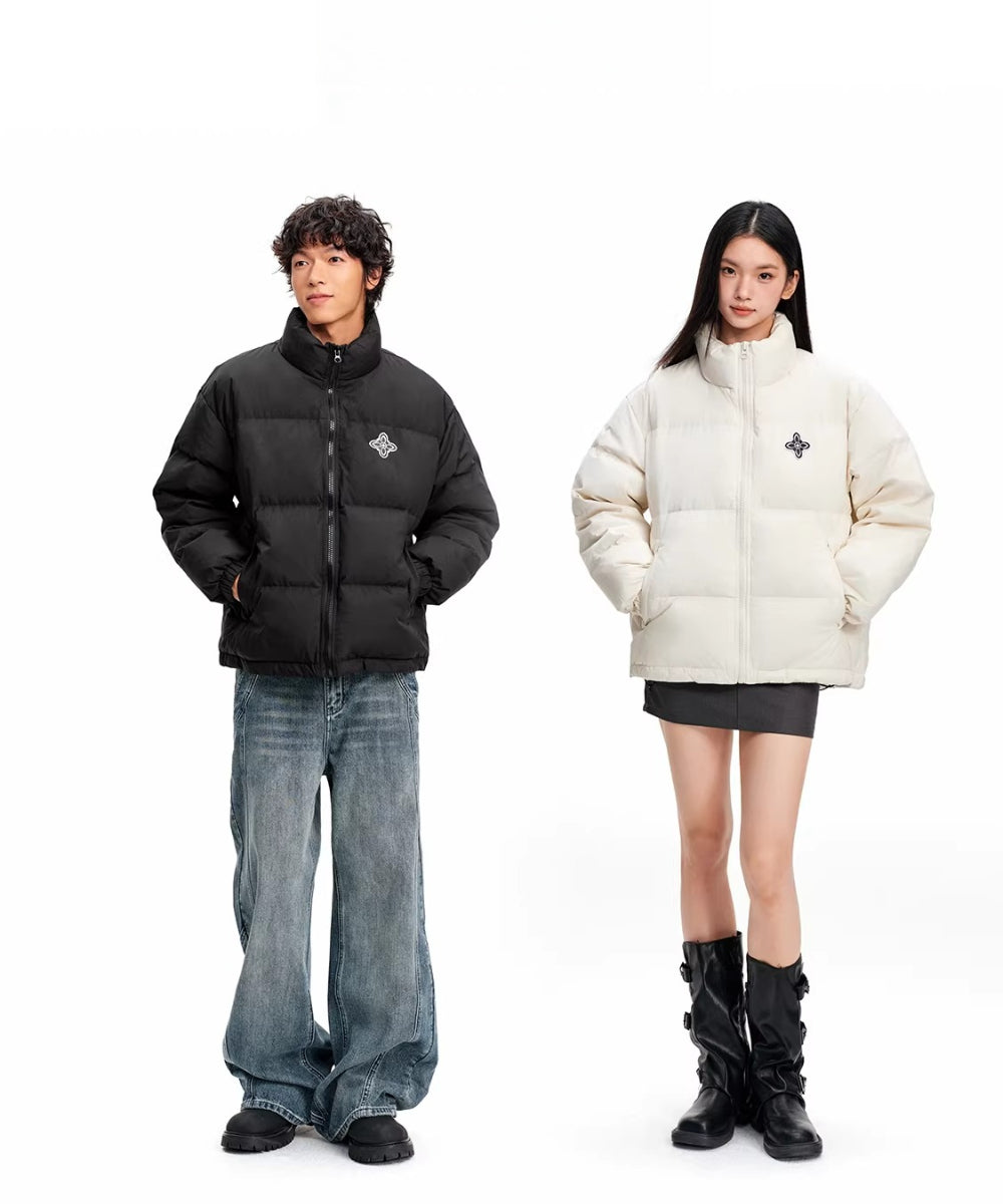 Cross-stitch embroidered logo 90% down puffer jacket  SIN0846