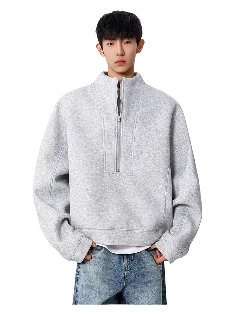 Stand collar half-zip sweatshirt men's american heavy weightloosecleanfitoutwear  SIN004