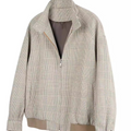 Prince of wales houndstooth harrington jacket - men's casual cropped blazer sinclub8316