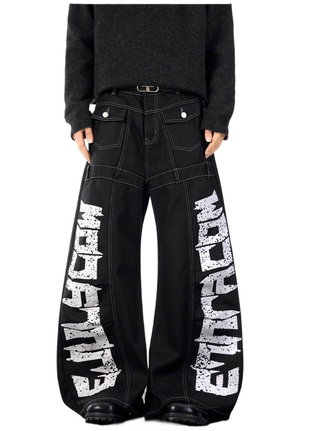 Street letter print scimitar jeans SIN0811