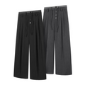 Stripeshigh waist women's button tie back kendo pants casualloosepants men's  sinclub6595