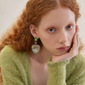 Love oil painting earrings female baroque stud earrings 925 silver needle earrings WY026