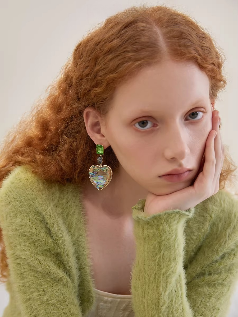 Love oil painting earrings female baroque stud earrings 925 silver needle earrings WY026