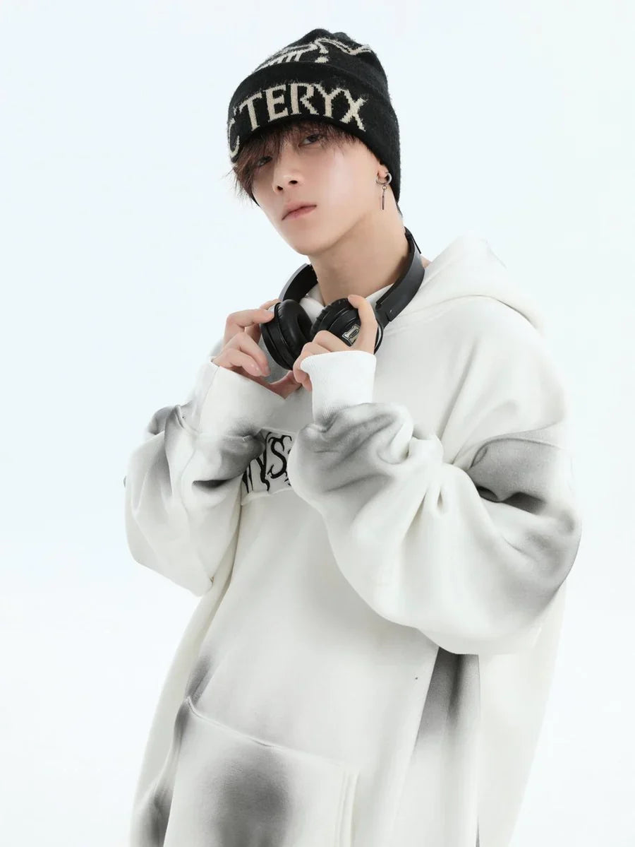 [INSstudios] SPRAY PAINT LOGO LOOSE HOODIE ST1199