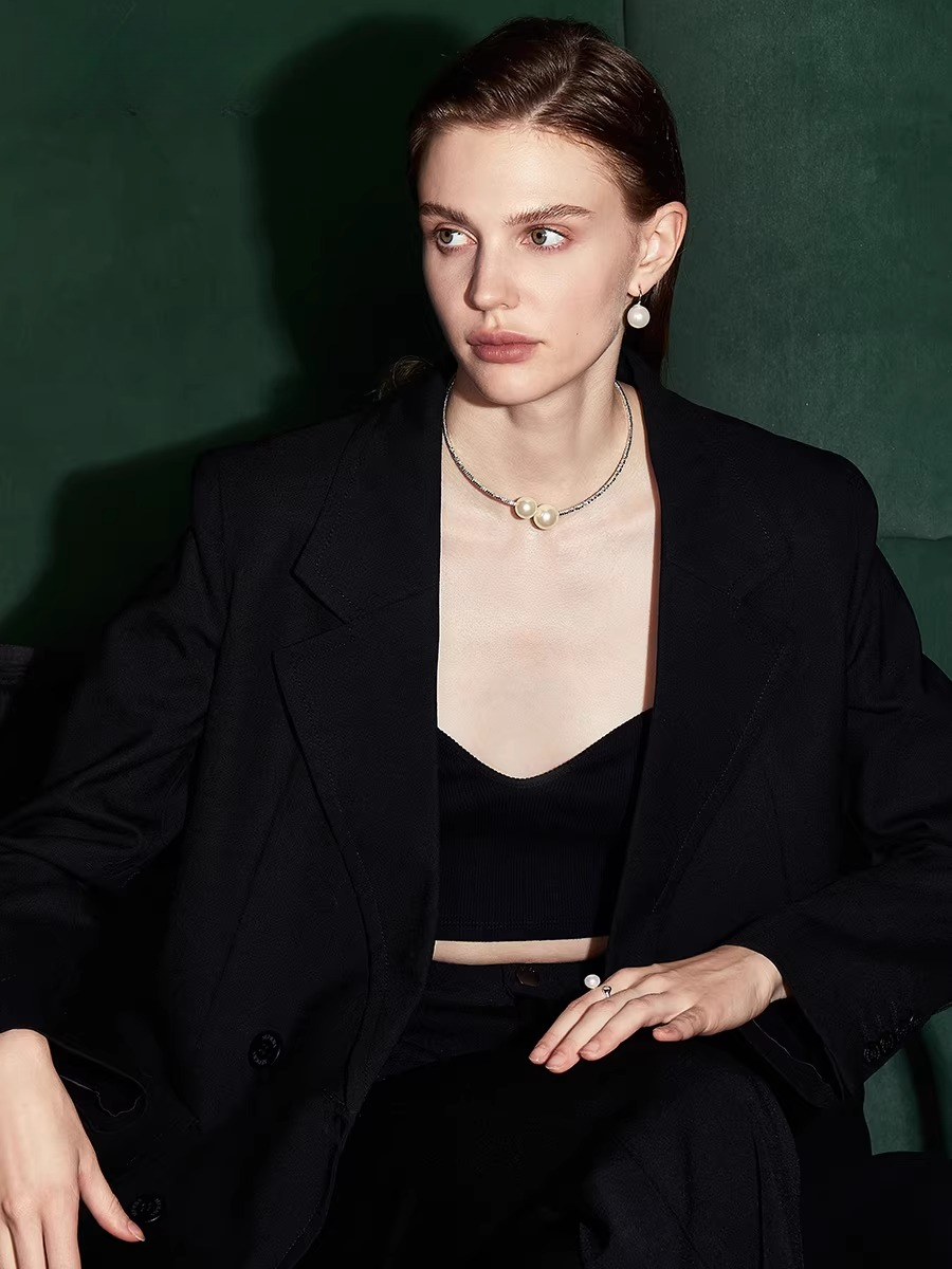 French broken silver artificial pearl necklace women's light luxury collarbone chain WY021