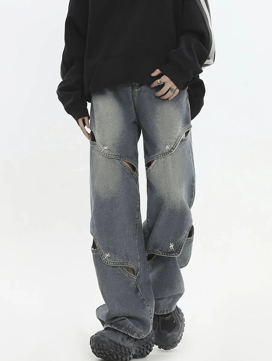 [INSstudios] METAL HOLE BREAKING JEANS ST1231