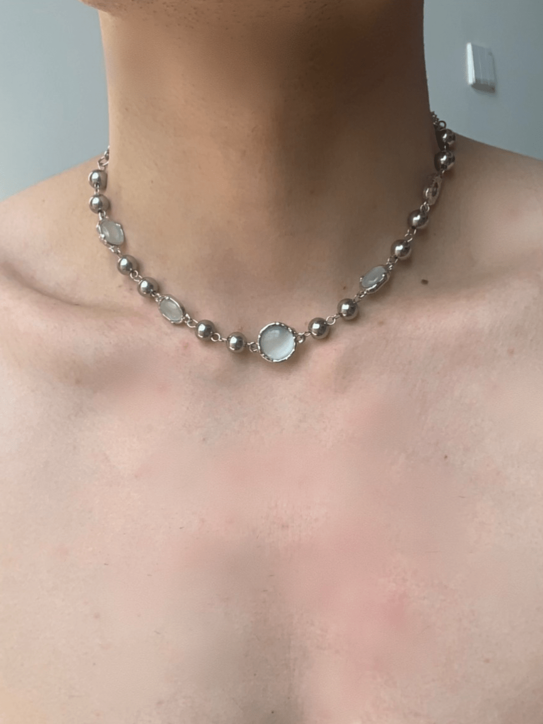 silver simple design chain necklace st2296