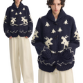 Scandinavian style fair island lazy thick needle horn button snow handle sweateroutwear  SIN0892