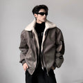 Light luxury deconstruction design sense large fur collar imitation rabbit velvet cotton jacket men's winter cleanfit jacket