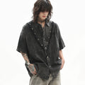 Heavyweight Studded Vintage Washed Denim Shirt