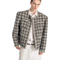 Chanel-inspired floral gauze plaid cropped jacket with shoulder pads - a luxurious and relaxed outerwear piece  SIN053