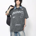 Oversized Vintage Washed Denim Polo Shirt