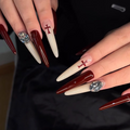 New arrival wear armor light luxury style manicure with a large pile of diamonds and cross purely handmade wear armor pieces  SYL006