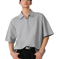 Seagull collar gray short-sleeved men's polo shirt  SIN010