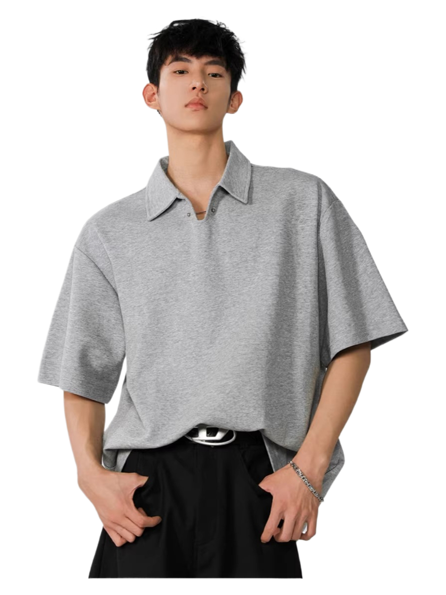 Seagull collar gray short-sleeved men's polo shirt  SIN010