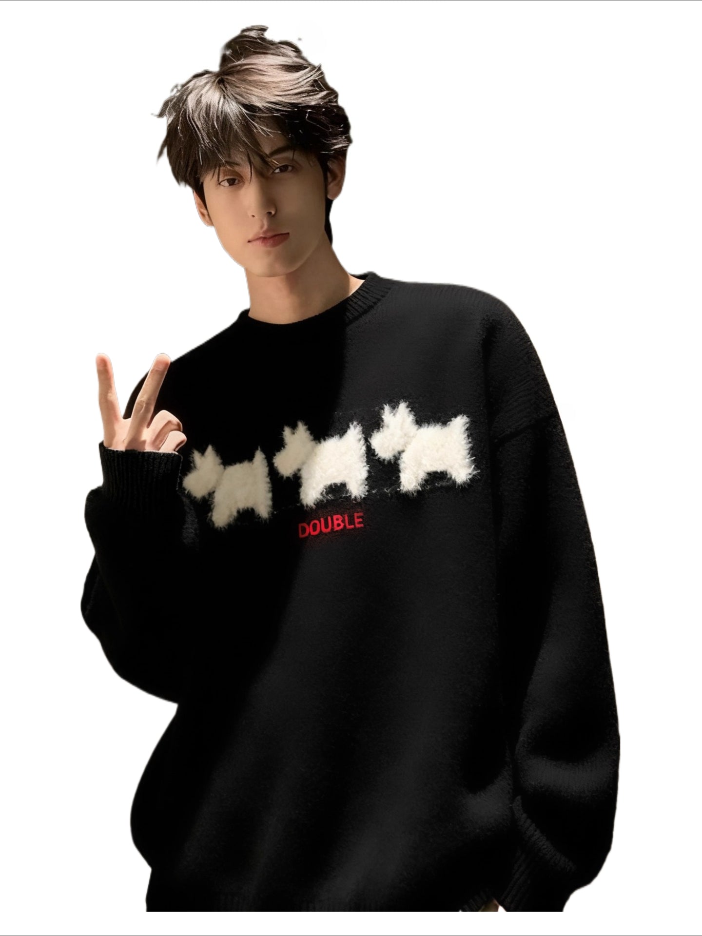 Crew neck sweater lazy style loose casual knitted sweater SIN0810