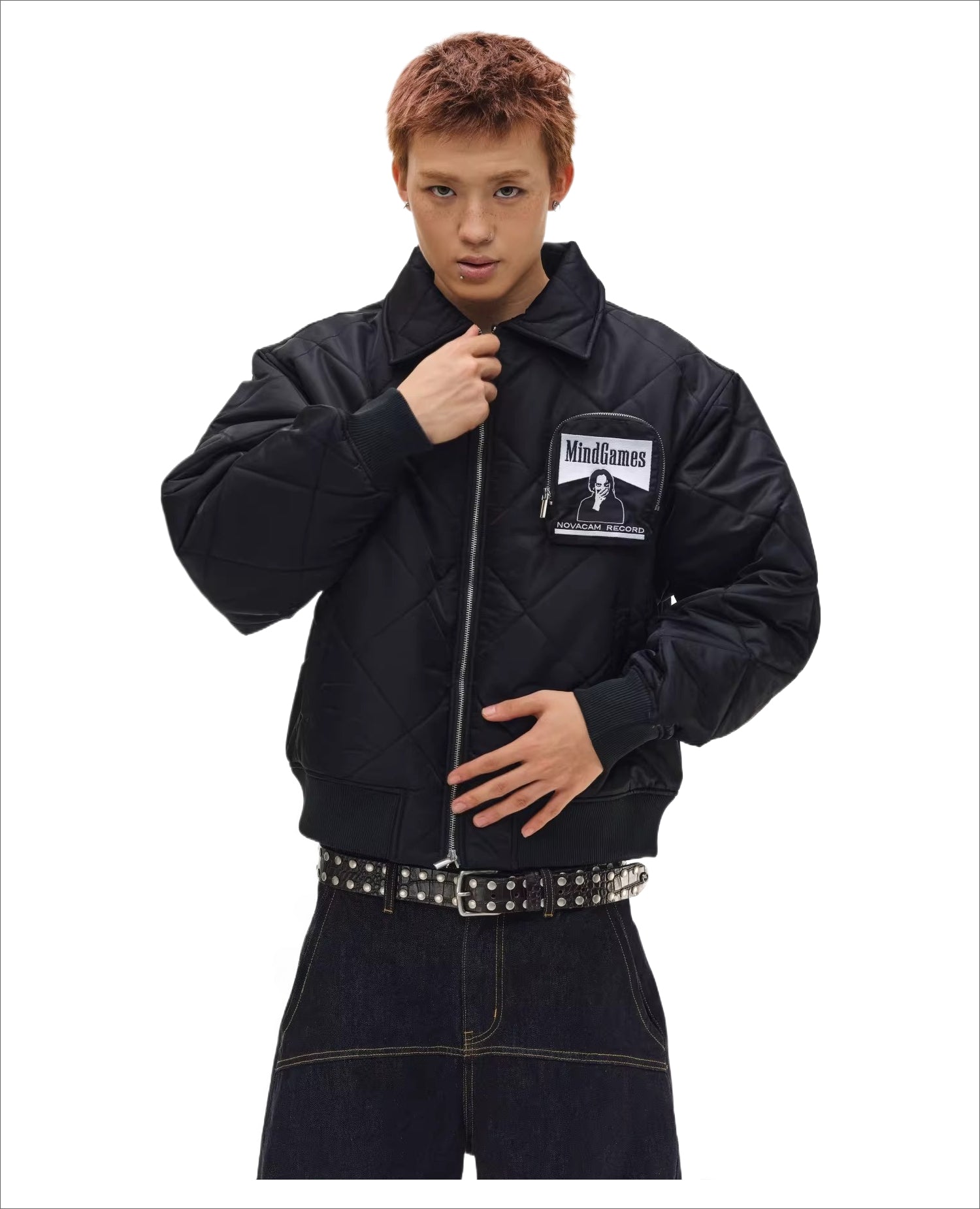 Short and wide silhouette embroider flying jacket bomber heattech cotton outwear SIN0828