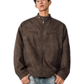 American brown stand collar cleanfit harrington jacket motorcycle outwear SIN0900