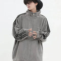 STRIPED CASUAL ZIPPER JACKET sinclub9661