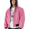 American retro embroidered washed hooded jacket  SIN0870
