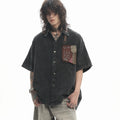 Vintage Washed Patch Embroidered Denim Shirt