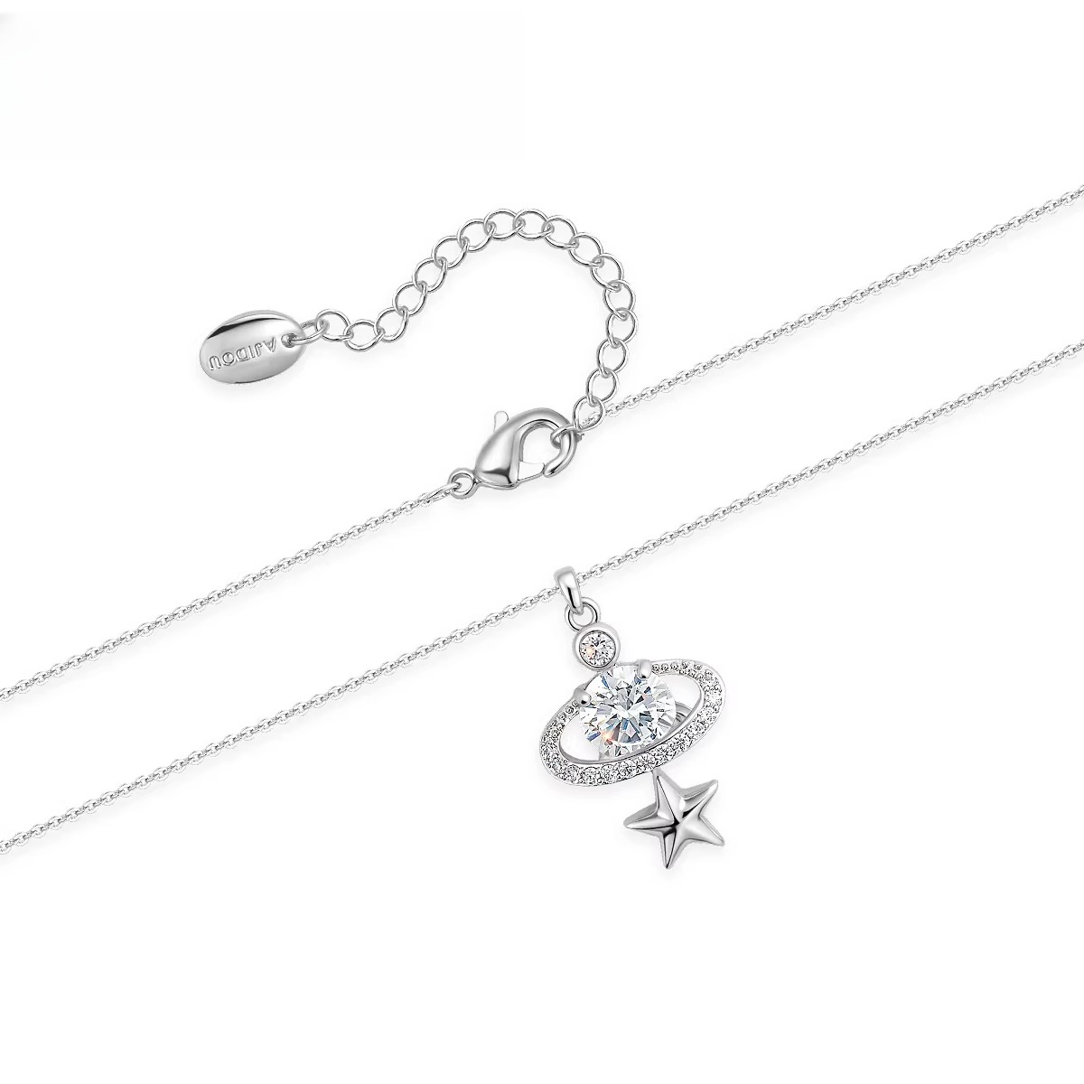 Necklace Women's Full Diamond Planet Star Necklace Clavicle Chain Pendant WY055