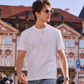 White crew neck T-shirt men's cool feeling breathable moisture absorption quick drying short sleeve WY035