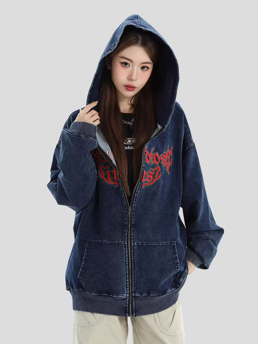 [INSstudios] GOTHIC LETTER LOGO DENIM JACKET ST1248