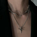 DOUBLE LAYER CHAIN ASYMMETRICAL NECKLACE ST1254