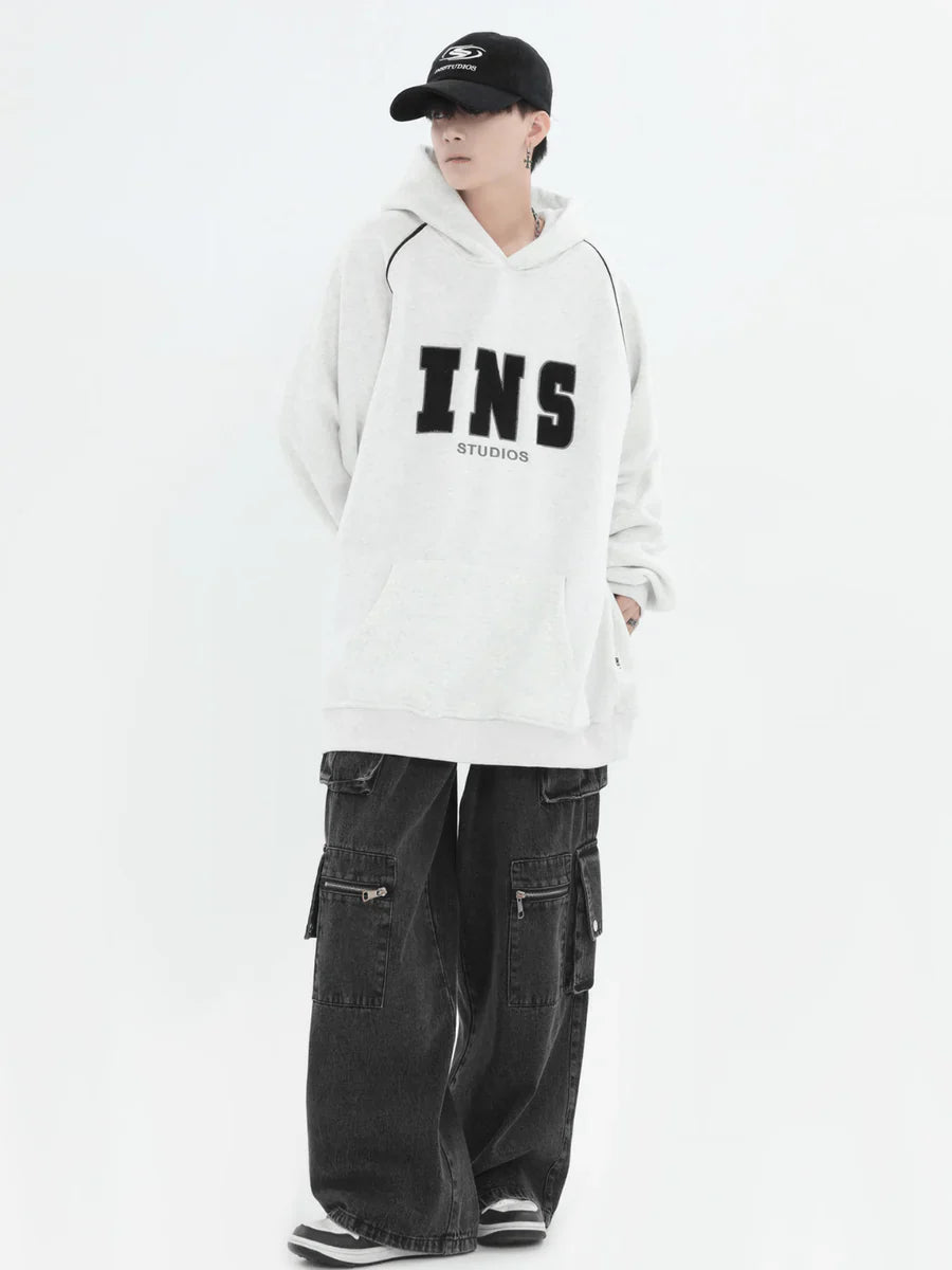 [INSstudios] AMERICAN FLOCKED LOGO HOODED ST560