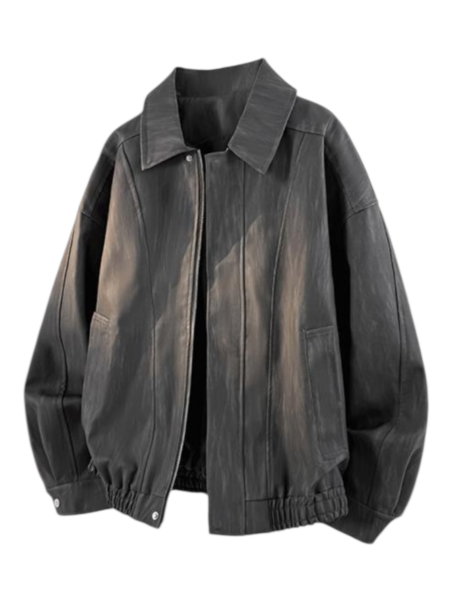 DYED FAUX LEATHER HARRINGTON JACKET st5064