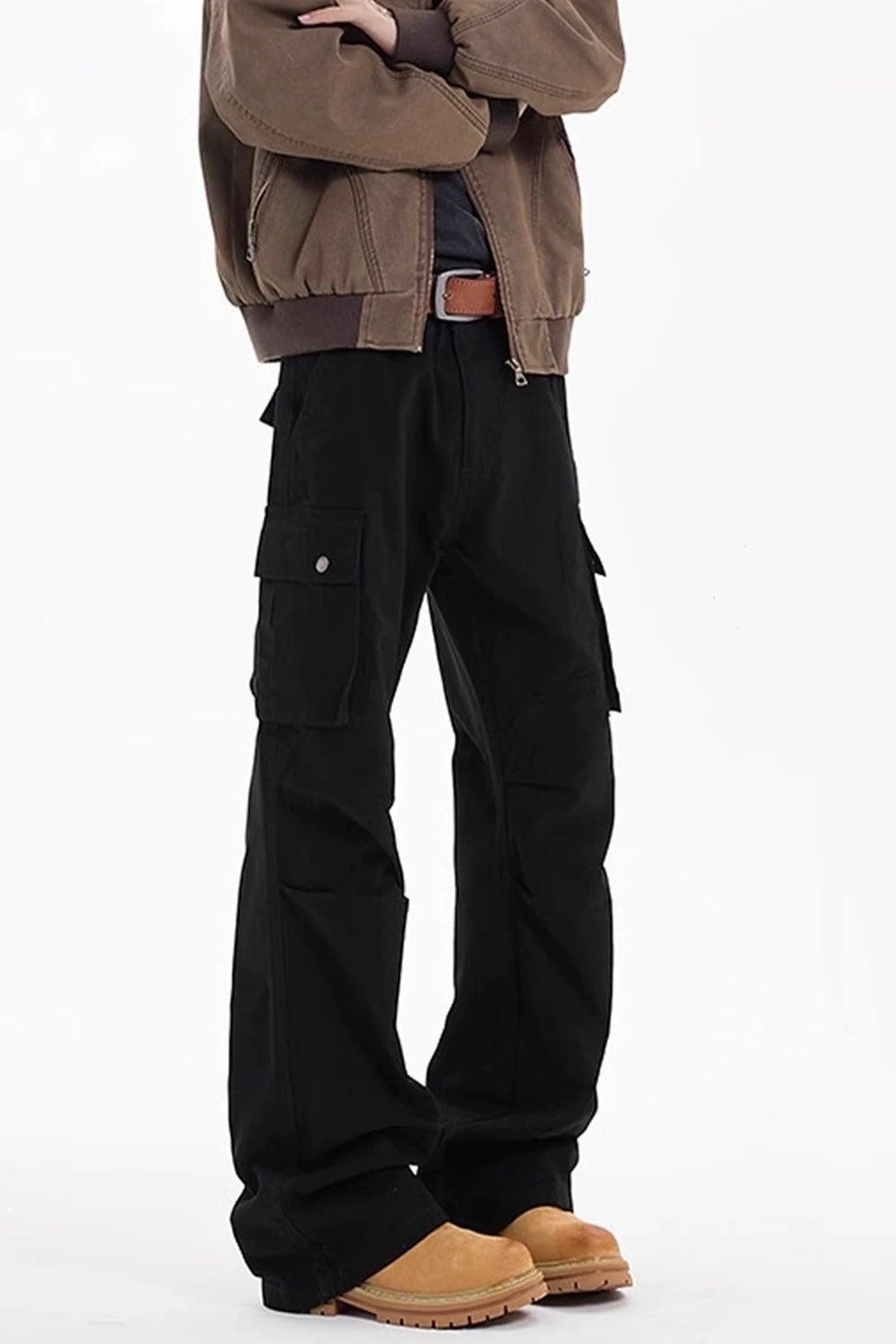 [qotriock] VINTAGE MULTI-POCKET WIDE-LEG CARGO PANTS ST2050