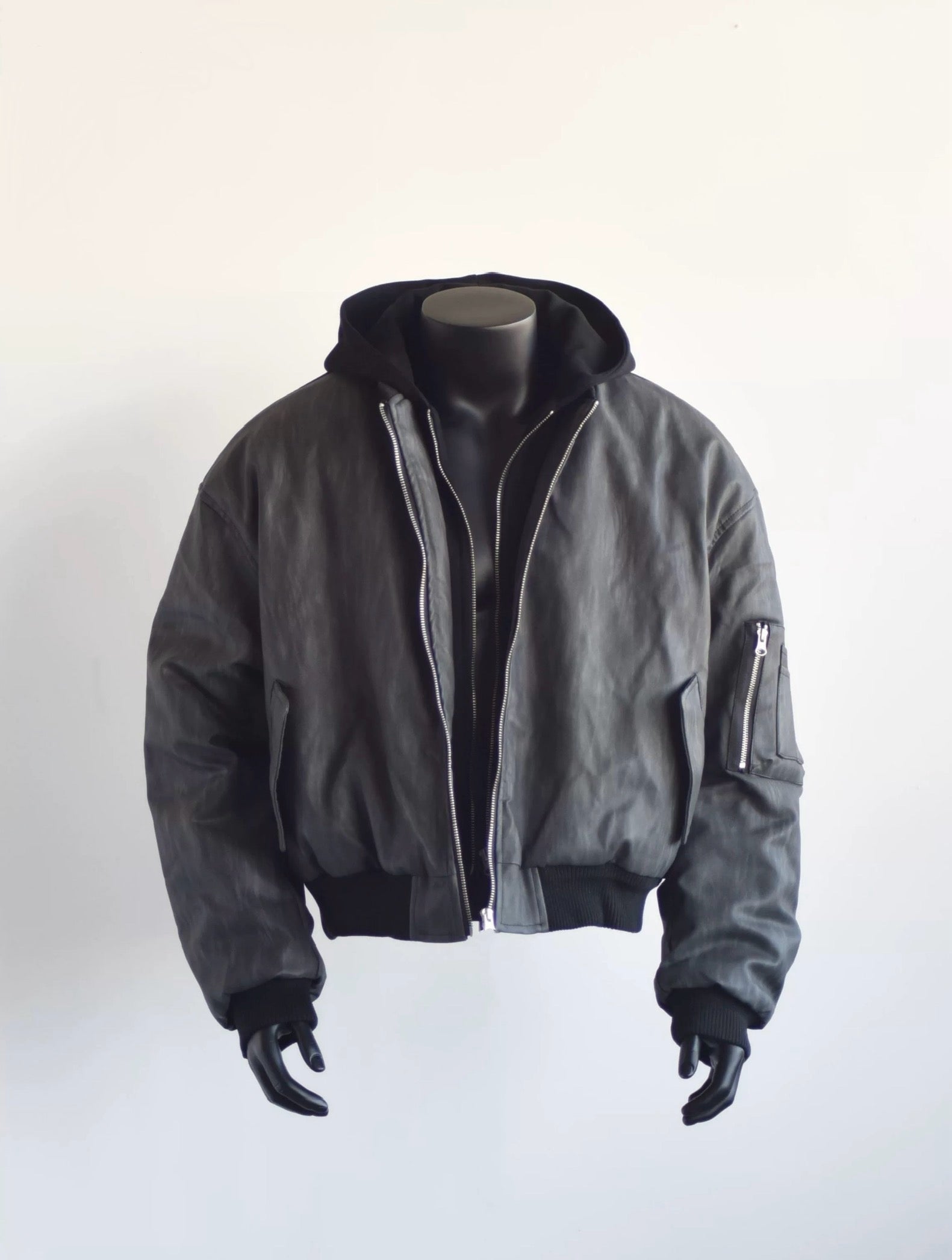 [HFB] DOUBLE-LAYER HOODED BOMBER JACKET st4010