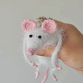 White mouse pendant with pink ears