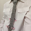 Punk-style gray rat tie (metal embellishment)
