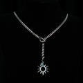 Sun necklace with a chain around the collarbone