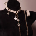 First-layer cowhide collar with water sound bells and zircon puppy